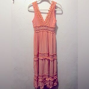 Rue21 Peach Ruffled Tiered Maxi Sundress